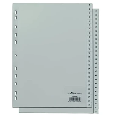 Abbildung von Durable Zahlenregister (A4, geprägte Taben 1 52, PP volldeckend) Stück, grau, 650410