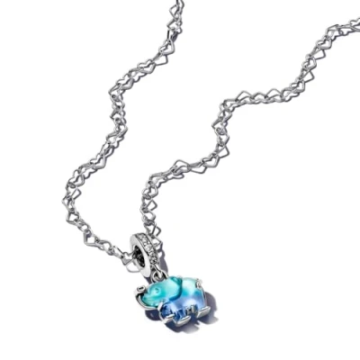 Abbildung von PANDORA Moments Blauer Murano Glas Elefanten Charm Anhänger aus Sterling Silber mit Zirkonia, Kompatibel Armbändern, 793339C01