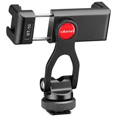 Abbildung von ULANZI Handy Halterung Stativ, ST 10 Metall Handyhalterung Stativ w 2 Cold Shoe, 360º Rotation für Smartphone Adapter iPhone Galaxy Huawei Xiaomi Oneplus und Kameras