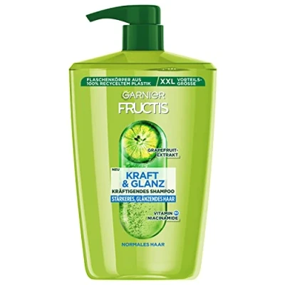 Abbildung von Garnier Fructis Kraft und Glanz kräftigendes Shampoo Grapefruitextrakt XXL, gibt dem Haar Energie zurück, für stärkeres glänzendes Haar, Maxi Format, 1000 ml