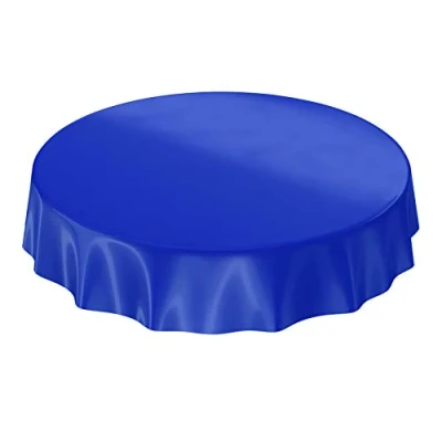 Abbildung von Wachstuchtischdecke Wachstuch abwaschbare Tischdecke Uni Glanz Einfarbig Dunkelblau Schnittkante Rund 140cm