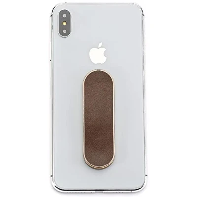 Abbildung von MOMOSTiCK Das Original! Smartphone Fingerhalter Handy Fingerhalterung Halter Ständer Griff Halterung Ring (PU Leder Series Braun)