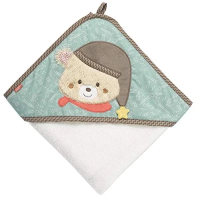 Abbildung von Fehn Badetuch Baby Bär Badehandtuch Kinder Poncho aus Frottee Handtuch mit süßem Teddybär Babybadetuch Kapuze für Babys und Kleinkinder ab 0+ Monaten Kapuzenhandtuch Maße 80 x cm