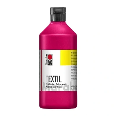 Abbildung von Marabu 17160075031 Textil Stoffmalfarbe für helle Stoffe, Kirschrot 500 ml, Druckfarbe auf Wasserbasis, waschbeständig bis 60C, Fixierung durch Bügeln o. Backofen