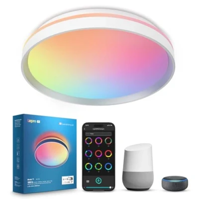 Abbildung von Lepro AI Smart Deckenlampe T1, Spracherkennung/Musik Sync, LED Deckenleuchte Dimmbar RGBCCT 24W 1800LM IP44 Wasserdicht, KI Lichtdesign Assistent, WiFi &amp; Bluetooth, Kompatibel mit Alexa/Google