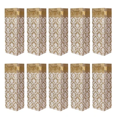 Abbildung von 10er Packung edle Flaschentüten Geschenktüten gold für Wein Sekt und Champagner geeignet 36x12x10