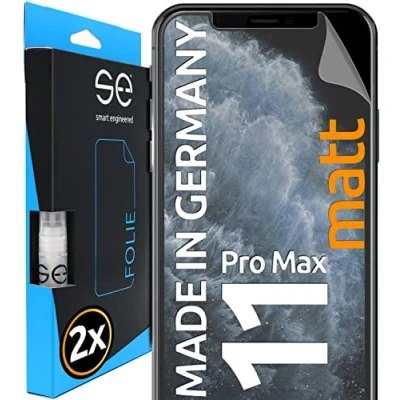 Abbildung von 2x Entspiegelte Schutzfolie für iPhone 11 Pro Max Matt aus Deutschland 100% Passgenau Funktion mit Installationshilfe kompatibel Folie Anti Kratzer