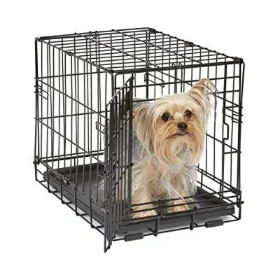 Abbildung von MidWest Homes for Pets iCrate Modell 1518 Hundebox, ca. 46 cm lang, mit Einzeltür, auslaufsicherer Bodenwanne, Bodenschutzfüßen, Trenneinsatz und patentierten Funktionen, schwarz