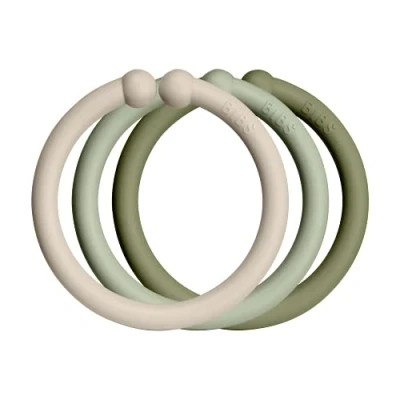 Abbildung von BIBS LOOPS 12er Pack. BPA frei. Lebensmittelecht. 100% frei von BPA, PVC und Phthalaten, Vanilla/Sage/Olive