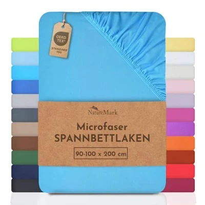 Abbildung von NatureMark Mikrofaser SPANNBETTLAKEN zum Sparpreis! viele Größen und Farben Markenware (Bettlaken 90x200 100x200 cm, türkis)