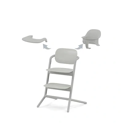 Abbildung von CYBEX Gold LEMO Hochstuhl 3in1 Set, Mitwachsend, 6 Monate 99 Jahre, Verwendbar ab Geburt durch separaten Bouncer, Inkl. Baby Set und Snack Tray, Buchenholz/Aluminium/Kunststoff, Suede Grey