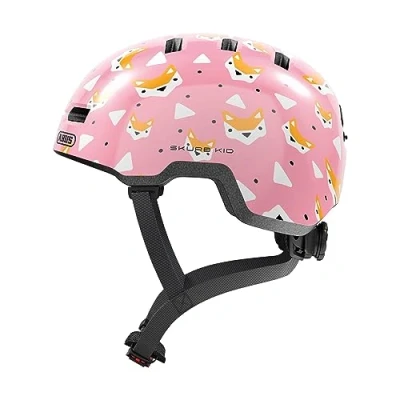 Abbildung von ABUS Kinderhelm Skurb Kid robuster Fahrradhelm im Skater Look mit Platz für einen Zopf und vielfältigen Designs Mädchen Jungen Rosa Füchsen, Größe M