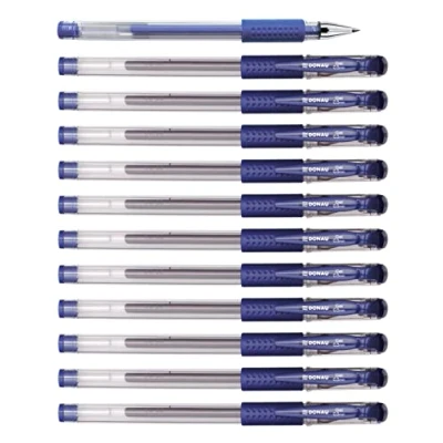 Abbildung von OFFICER PRODUCTS DONAU Gelkugelschreiber Gelstifte Kugelschreiber Gelschreiber/Geltinte Farbe: Blau Classic/ 12 Stück (12er Pack)/ Kugeldurchmesser: 0,5 mm/Wasserfeste und Nicht verblassende Tinte