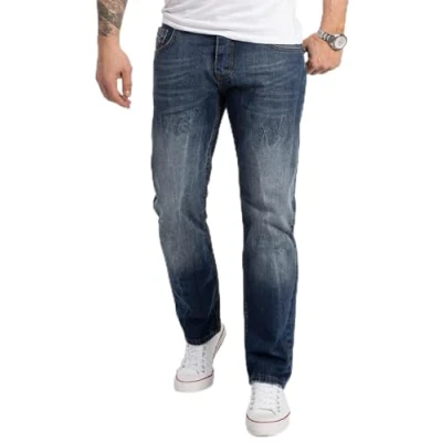 Abbildung von Rock Creek Herren Jeans Regular Fit Stretch Männerhose Herrenjeans Denim Hosen Herrenhose Straight Cut Stonewashed RC 2357 Blau W33 L30