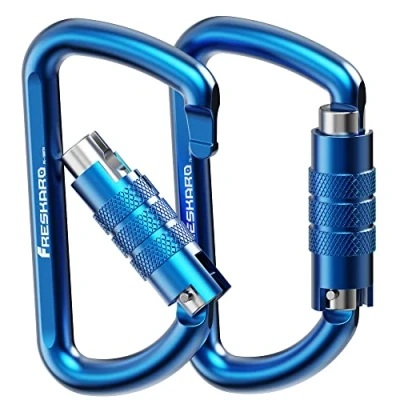 Abbildung von FresKaro 3inch Twist Locking Karabiner Clips, Gewichtsklasse 1224kg, Auto Lock Aluminium Karabiner, für Hängematten, Yoga Swing, Camping, Schlüsselbund, Sichere Hunde (Blau)