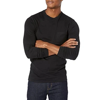 Abbildung von Amazon Essentials Herren Langärmeliges T Shirt, Schmale Passform, Schwarz, M