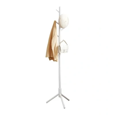 Abbildung von VASAGLE Garderobenständer, Kleiderständer aus Massivholz, Garderobe in Baumform, 8 Haken, 3 verstellbare Höhen, für Kleidung Hut Tasche, Wohnzimmer Schlafzimmer Büro, weiß RCR04WT