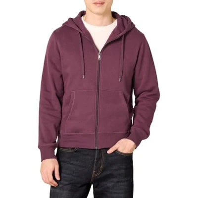 Abbildung von Amazon Essentials Herren Fleece Kapuzenpulli mit durchgehendem Reißverschluss (erhältlich in den Größen Big &amp; Tall), Burgunderrot, XL