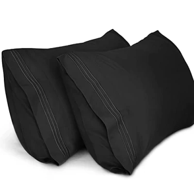 Abbildung von Lirex 2er Pack Kissenbezug 50 x 70 cm, Weiche Gebürstete Mikrofaser Kissenbezüge, Hotelverschluss kopfkissen bezug，Kopfkissenbezug aus weichem ，Oeko TEX Zertifiziert (Schwarz)