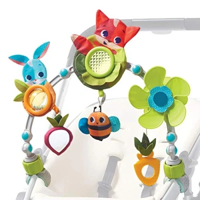 Abbildung von Tiny Love Sunny Stroll Spielbogen mit interaktivem Rasselspielzeug, nutzbar ab 0 M +, flexiblen Universal Clips passend für die meisten Kinderwagen, Meadow Days