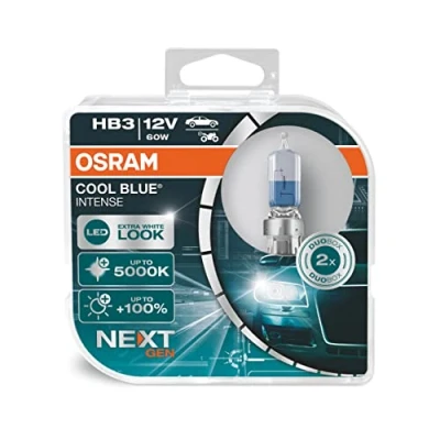 Abbildung von OSRAM 9005CBN HCB Cool Intense Hb3, +100 Prozent Mehr Helligkeit, Bis Zu 5.000K, Halogen Scheinwerferlampe, Led Look, Duo Box (2 Lampen), Blau