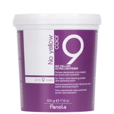 Abbildung von Fanola No yellow color ultra Lightener 9 Violettes Blondierpulver mit aufhellender Wirkung, 500 g