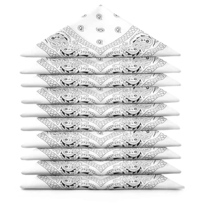 Abbildung von Karl Loven Bandanas 5er Pack 100% Baumwolle Paisley Halstuch Kopf Hals Schal (5er Pack, Weiß)