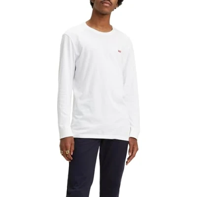 Abbildung von Levi&#039;s Herren Long Sleeve Original Housemark Tee T Shirt, Cotton + Patch White, S