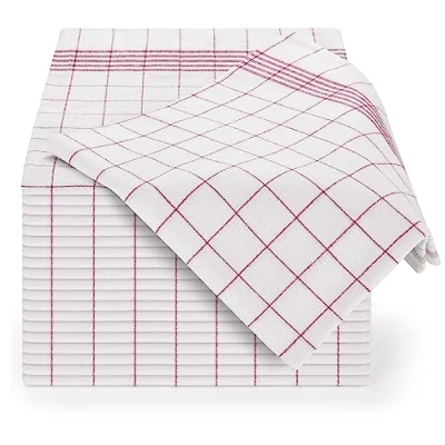 Abbildung von Blumtal 10er Set Premium Geschirrtücher Hochwertige Geschirrhandtücher, 100% Baumwolle, rot kariert, 50x70cm