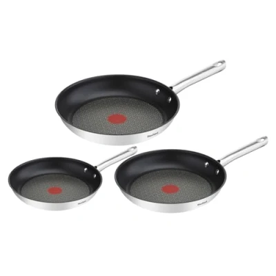 Abbildung von TEFAL DUETTO 3 teiliges Pfannen Set 20/24/28 cm A704S3 Thermo Spot Technologie Sichere Antihaftversiegelung gesundes Kochen leichte Reinigung Induktionsgeeignet umweltfreundlich