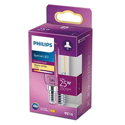 Abbildung von Philips LED Classic E14 Kühlschranklampe, T25L, 25W, Kolbenform, klar, warmweiß