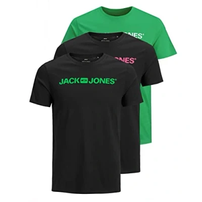 Abbildung von JACK &amp; JONES Herren JJECORP Logo Tee SS Crew Neck 3P T Shirt Kurzarm 3er Pack, Island Green/1IslandGreen1Black, M