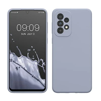 Abbildung von kwmobile Hülle kompatibel mit Samsung Galaxy A33 5G Silikon Handy Case Handyhülle weiche Oberfläche kabelloses Laden Hellblau matt