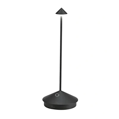Abbildung von Zafferano, Pina Lamp, Kabellose wiederaufladbare Tischleuchte mit Touch Control, Geeignet für Wohnzimmer und Außenbereich, Dimmer, 2200 3000 K, Höhe 29 cm, Farbe Schwarz