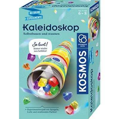 Abbildung von Kosmos 657987 Kaleidoskop, Selbst Bauen und staunen, Experimentier Bastel Set mit Spiegeln, Licht strahlenden Farben, Wieder befüllbar, Mitbringexperiment zu Optik, Für Kinder ab 6 8 Jahre