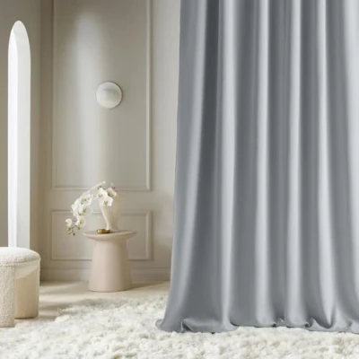 Abbildung von ROOM99 Vorhang mit Kräuselband Aura 140 x 260 cm Breite Höhe Schiebegardinen Deko Modern Curtain Gardine Wohnzimmer Schlafzimmer Hellgrau, 1 Stück