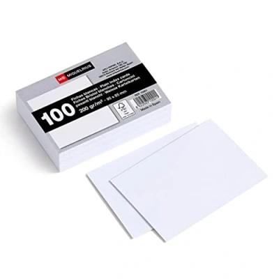Abbildung von Miquelrius Karteikarten, 100 glatte Notizkarten, Lernkarten, Größe 65 x 95 mm, 200 g/m² Offset Kartenpapier,