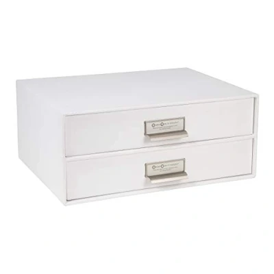 Abbildung von Bigso Box of Sweden BIRGER Schubladenbox für Dokumente und Bürobedarf Schreibtisch Organizer mit 2 Schubladen Ablagesystem aus Faserplatte Papier weiß