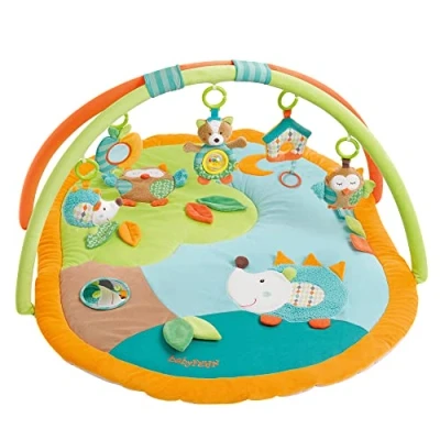 Abbildung von Fehn 3 D Activity Decke Spielbogen Sleeping Forest Krabbeldecke mit 5 abnehmbaren Spielzeugen zum Greifen Spieldecke für Babys und Kinder ab 0+ Monaten Krabbelmatte als Geschenk zur Geburt