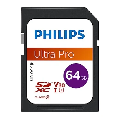 Abbildung von Philips Ultra Pro SDXC Card 64 GB UHS I U3, Lesegeschwindigkeit bis zu 100 MB/s, V30, Speicherkarte für Kameras, Tablet, PC, Reader, 4K UHD Video
