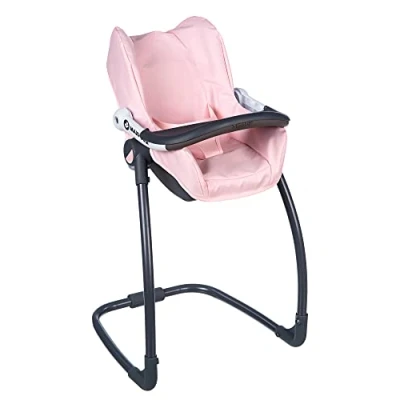 Abbildung von Smoby Maxi Cosi 3 in 1 Puppenhochstuhl für Puppen bis 42 cm, Sitzschale, Hochstuhl, Autositz &amp; Schaukel Sitz, Puppenzubehör Kinder ab Jahren, rosa