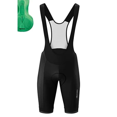 Abbildung von Gonso Sitivo Bib, Kurze Herren Träger Radhose, Mit Green Comfort Sitzpolster, Hohe Bewegungselastizität und Antirutsch Silikon Beingummi, Enganliegende Passform, Schwarz/Grün, Gr. XXL