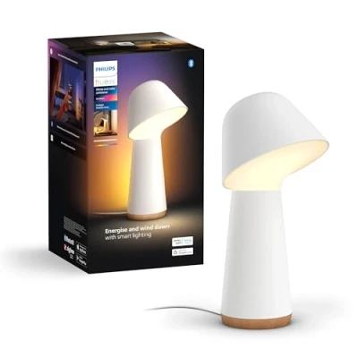 Abbildung von Philips Hue Twilight smarte Sleep und Wake Up Tischleuchte, weißes farbiges Licht, Bluetooth kompatibel, Sprachsteuerung mit Alexa, Apple Home &amp; Google Assistant, weiß