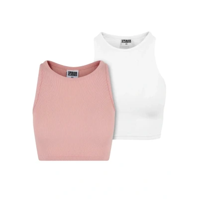 Abbildung von Urban Classics Cropped 2PACK Top, Damen, Größe: Medium, Lemonadepink white