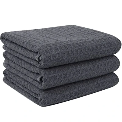 Abbildung von VIVOTE Microfaser Geschirrtücher Waschbar Waffelgewebe Handtuch Super saugfähige Geschirrhandtücher Fusselfrei, 40 cm x 56 3 Stück Grau