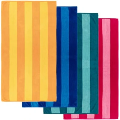 Abbildung von MOMOMUS Strandtücher mit Gestreift Cabana 4er Pack Touch Velours, Groß und Ultra saugfähig 86x155 cm