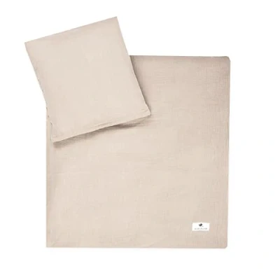 Abbildung von Julius Zöllner Musselin Kinderbettwäsche 80x80 + 35x40 cm, 2 teiliges Set aus Deckenbezug und Kissenbezug, 100 Prozent Baumwoll Musselin, mit Reißverschluss, Standard by Oeko TEX, Sand