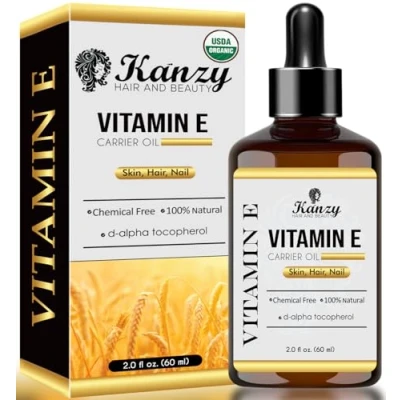 Abbildung von Kanzy Vitamin E Öl Bio Tropfen für Kosmetik 60ml 100% Natürliches d Alpha tocopherol, Anti Falten, Aging, Reines Gegen Falten aller Art, Gesicht, Nagel und Haare
