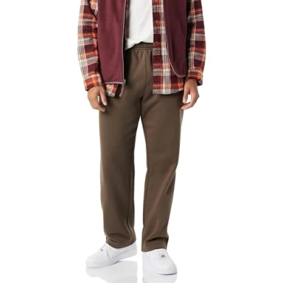 Abbildung von Amazon Essentials Herren Fleece Jogginghose mit offenem Saum (erhältlich in den Größen L und L), Mittel Braun,