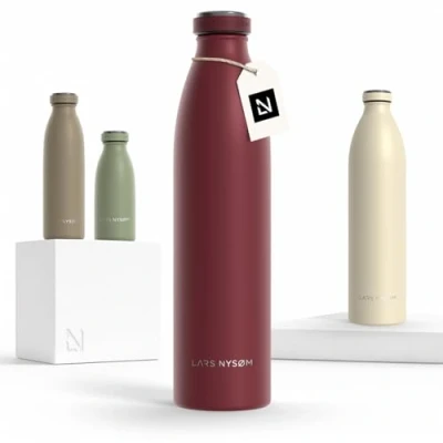 Abbildung von LARS NYSØM Edelstahl Trinkflasche 350ml, 500ml, 750ml, 1L, 1 5 liter Thermosflasche Kohlensäure geeignet Auslaufsichere Wasserflasche für Sport, Outdoor, Schule (Berry Red, 1000ml)